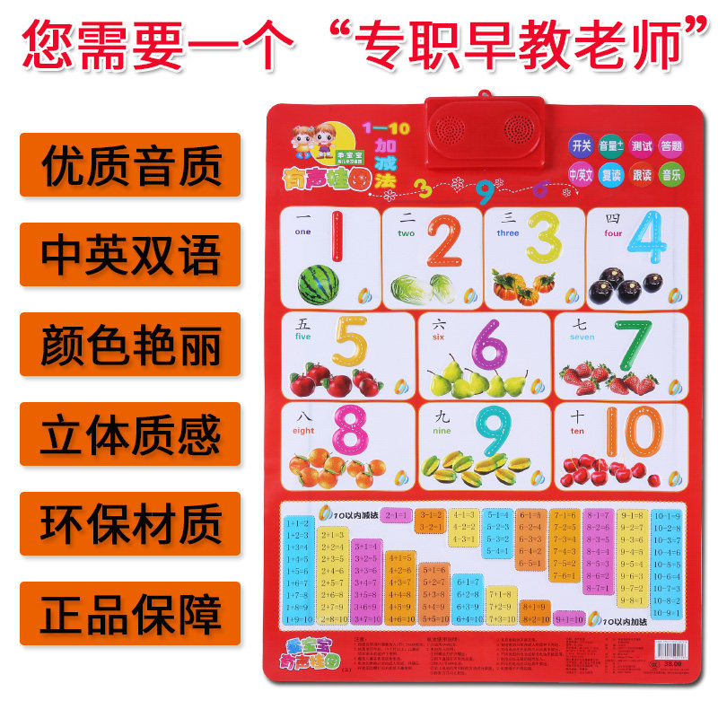 儿童加法减法10 以内加减法口诀表有声挂图全套小学生一年级 小博士成长乐园 淘优券