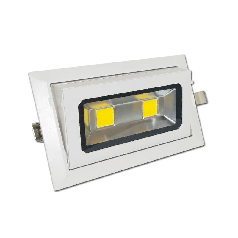 LED嵌入式方形可调角度象鼻射灯20w40w60w双头白色门头展览投射灯 - 图3