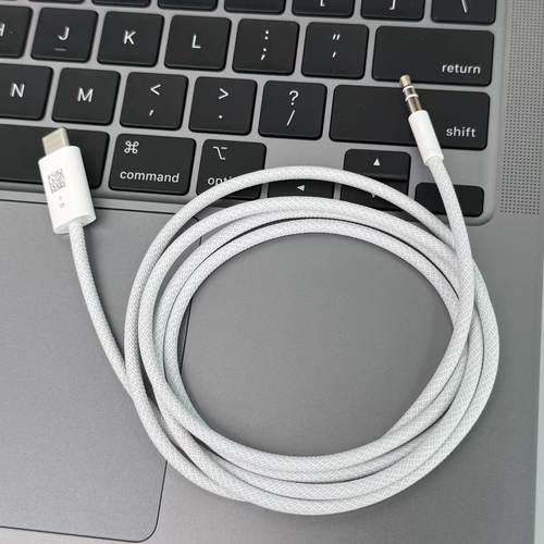 Apple苹果原装AUX音频连接线手机C转3.5mm公转接线15/16/17编织 - 图0