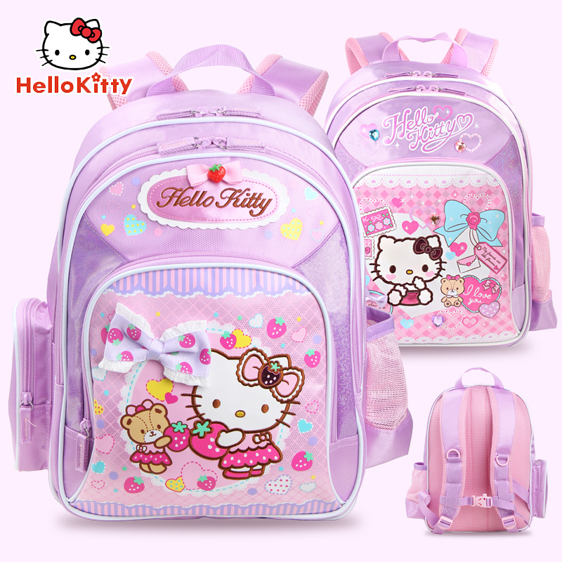 凯蒂猫儿童书包hellokitty女童书包小学生韩版书包1-3年级减负护脊粉色紫色轻便双肩包背包