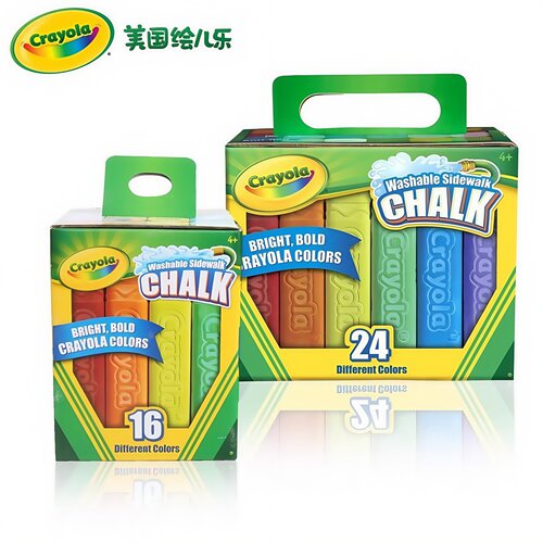 绘儿乐crayola大粉笔户外粉笔加粗可水洗少尘粉笔白色儿童家用美国进口环保大号涂鸦加粗幼儿彩色粉笔12/24色 - 图3