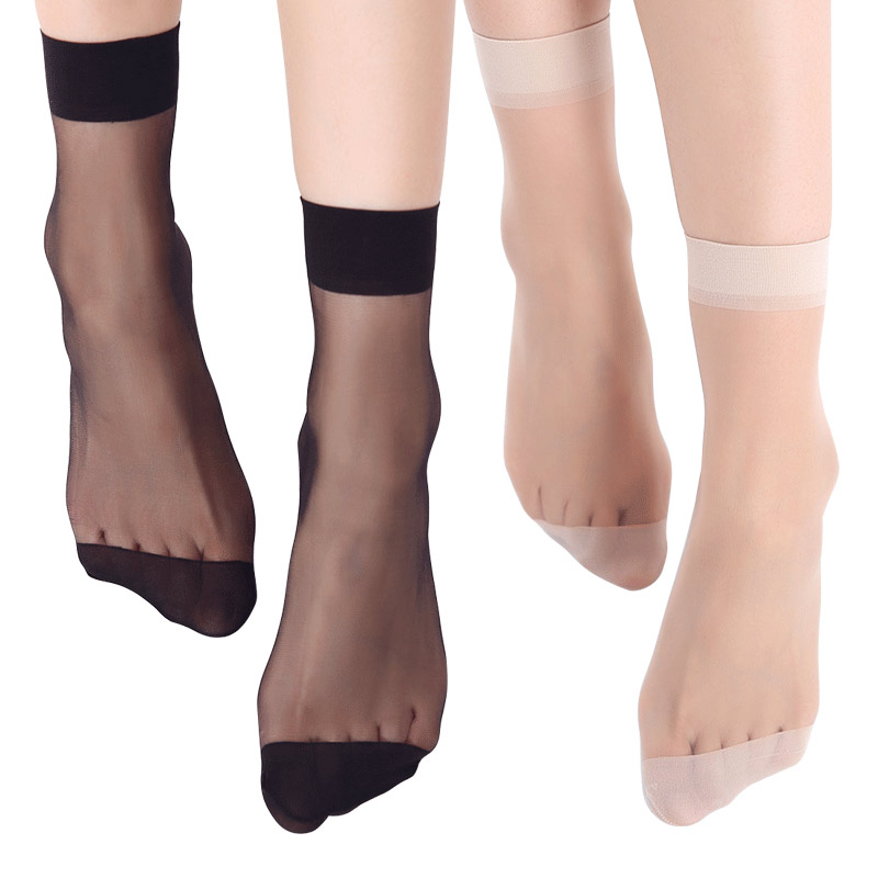 丝袜女短夏季薄款透明防勾丝水晶袜子耐磨防滑短袜肉色中筒钢丝袜