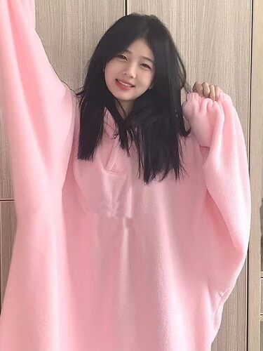 秋冬日系加绒加厚家居服男女同款刺绣睡衣超大连帽卫衣女休闲简约 - 图2