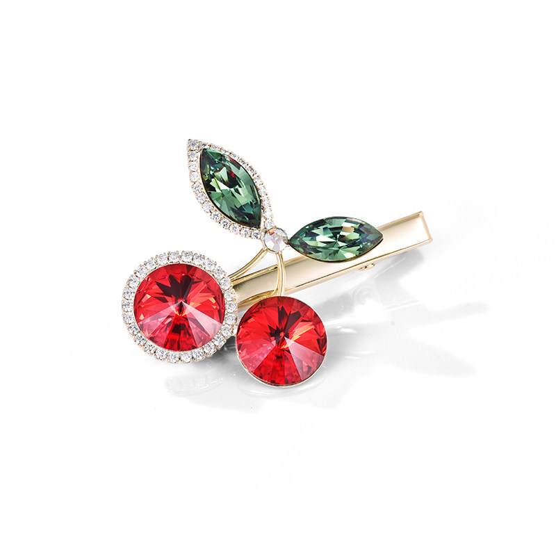 施华水晶红樱桃少女韩国侧边刘海夹 兰彩妮饰品发饰