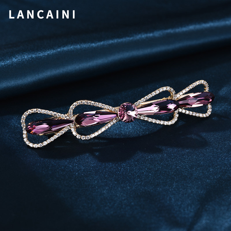 施华水晶头饰夹子女新款蝴蝶结发夹 兰彩妮饰品发饰