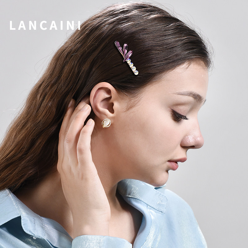 施华水晶一字少女韩国侧边刘海夹 兰彩妮饰品发饰