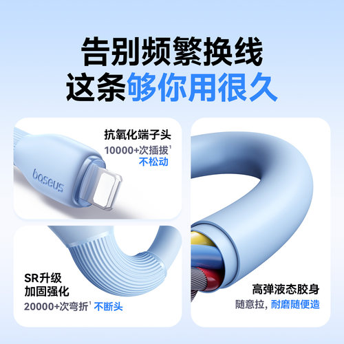 倍思适用苹果14充电器线iphone18数据线13快充12充电线iPad平板17双C口16promax手机15加长typec转lightning - 图3