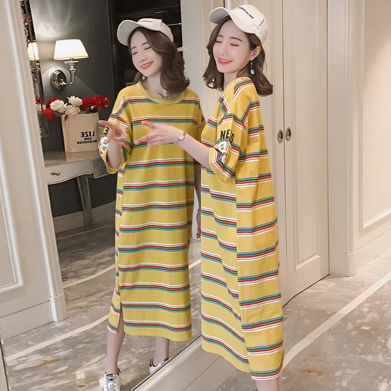 孕妇夏装2020新款潮妈宽松连衣裙 妈妈本色哺乳衣/月子服