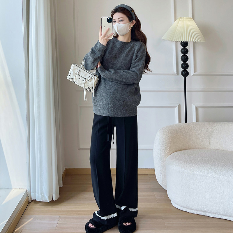 孕妇燕麦色套装秋冬2026新款加厚针织毛衣孕妈打底衫裤子两件套女,淘宝优惠券,粉丝福利购,淘宝优惠卷