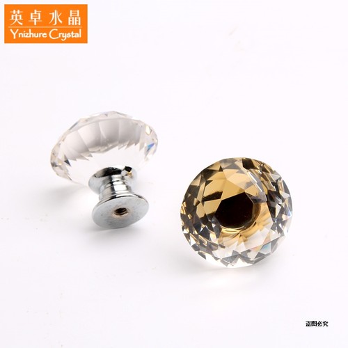 高档K9玻璃30mm直径简约欧式单孔橱柜抽屉衣柜门家具钻石拉手把手 - 图3