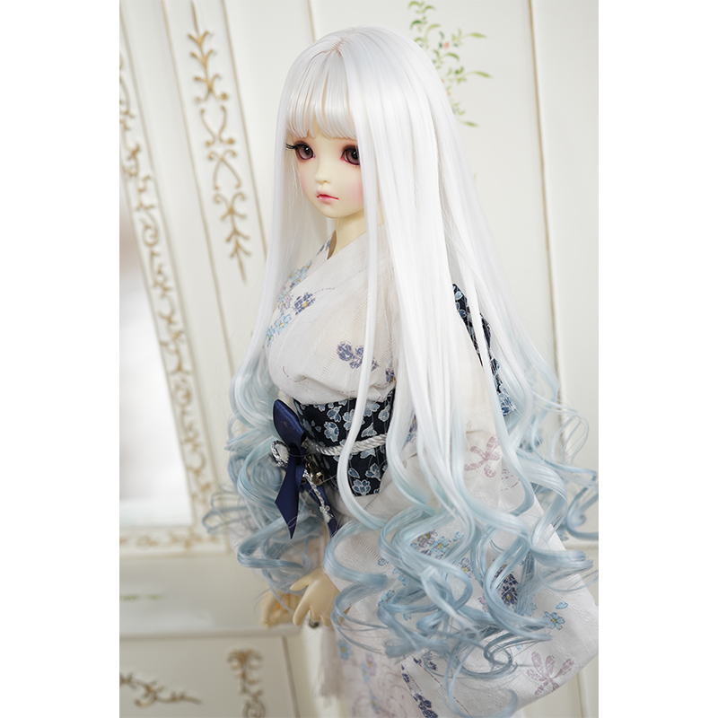 bjd VOLKS SD DDMDD 1/3 1/4灰蓝渐变色刘海手改娃娃假发 - 图1