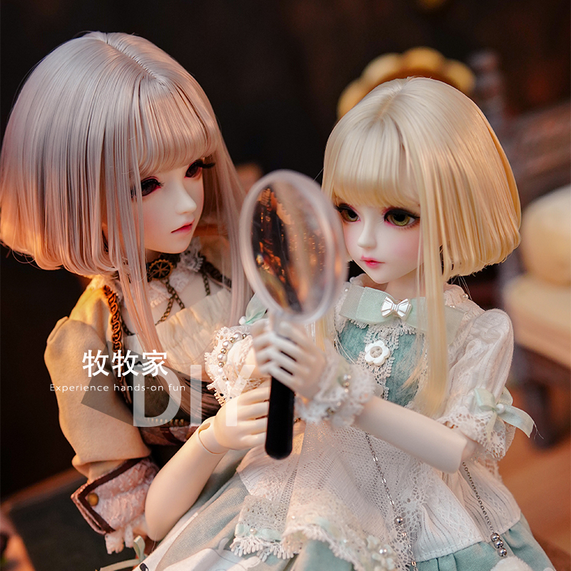 bjd VOLKS SD DDMDD 1/3 1/4 气质少女发百搭款梨花头手改毛假发 - 图0