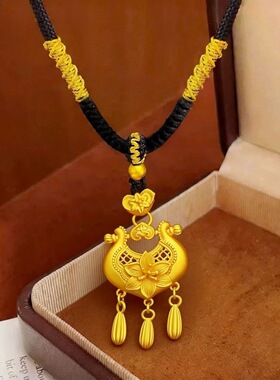 新中式国风如意流苏锁包项链锁愿百合如意流苏锁骨链