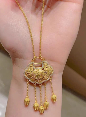 古法点钻铃兰锁项链花丝风铃同心莲流苏高级感锁骨链新款首饰