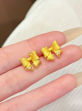 拉丝星光蝴蝶结戒指耳钉项链戒指甜美风日常百搭耳饰