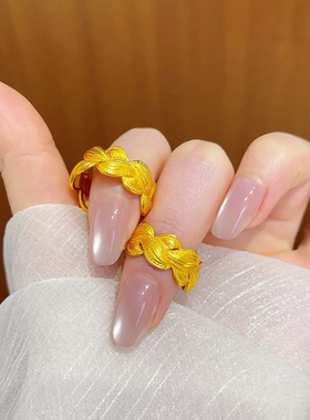 风吹麦浪开口戒指时尚可调节气质百搭精致指环