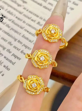 【今日大捡漏】开口可调节戒指新款玫瑰花开口戒指女士