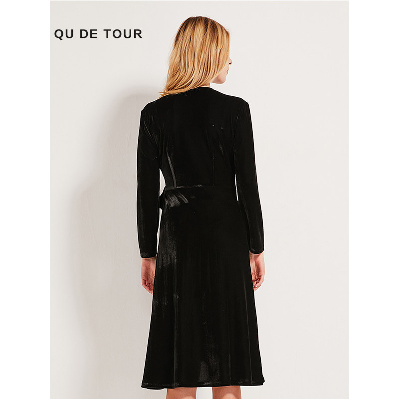 qu detour天鹅绒2020秋冬小连衣裙 QU DETOUR连衣裙