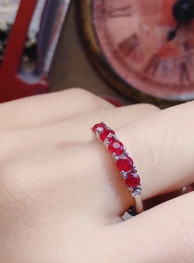 轻奢天然蓝宝石日韩风祖母绿戒指