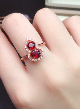 天然莫桑比克石榴石女925银送礼