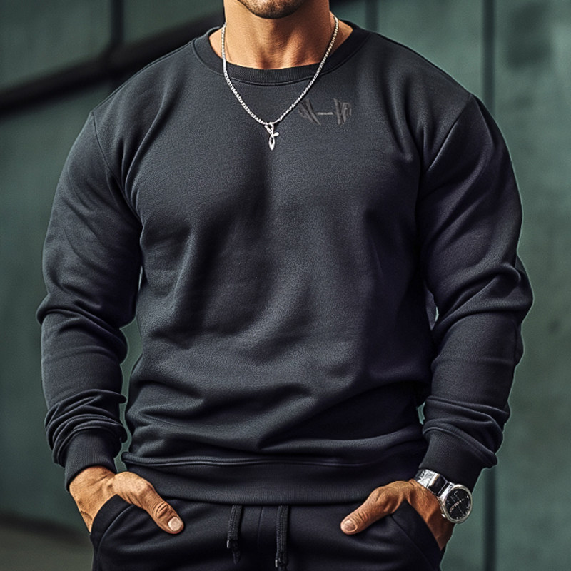 摇粒绒长袖保暖运动健身套头衫哑铃图案户外训练双面加绒宽松外套,淘宝优惠券,粉丝福利购,淘宝优惠卷