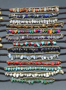 天然水晶玛瑙贝壳碎石编织手链