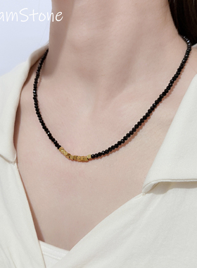 黑色串珠项链女款不掉色颈链