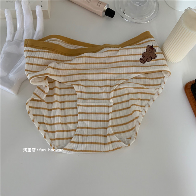 软糯小熊熊/条纹复古小奶熊内裤女生可爱包臀柔软莫代尔三角学生,淘宝优惠券,粉丝福利购,淘宝优惠卷