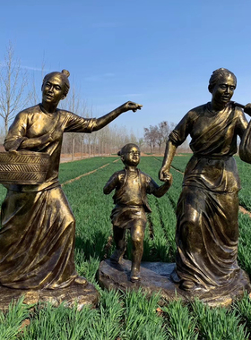 玻璃钢农耕文化风小品人物雕塑