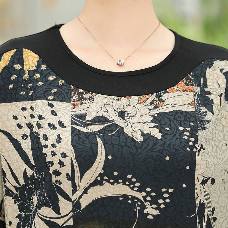 中年女夏装洋气短袖2021新款上衣 雪中花女装中老年女装