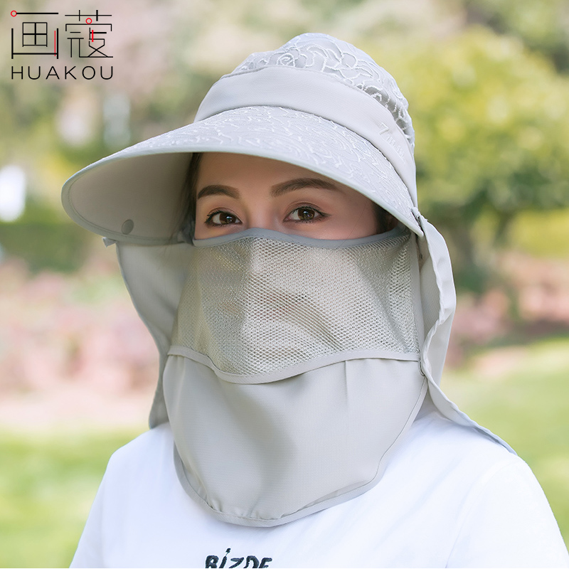 画蔻旗舰店遮阳帽女防晒帽子夏季遮脸大沿帽布户外套装防紫外线带面罩太阳帽2