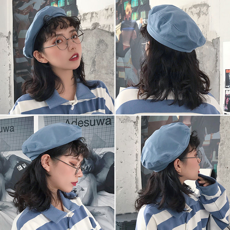 画蔻旗舰店贝雷帽女ins薄款英伦复古画家八角帽子秋冬天韩版潮日系黑色春秋0
