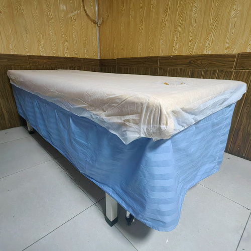 50张特价超薄一次性床罩美容院按摩床专用无纺布透气孔加厚带松紧 - 图0