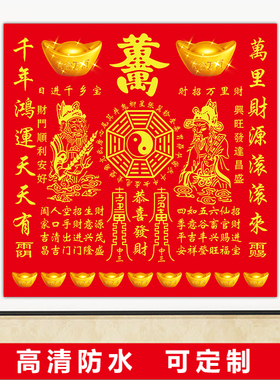 开财门招财纳福图东成西就南通北达店铺家用大门镇宅贴图自粘贴墙