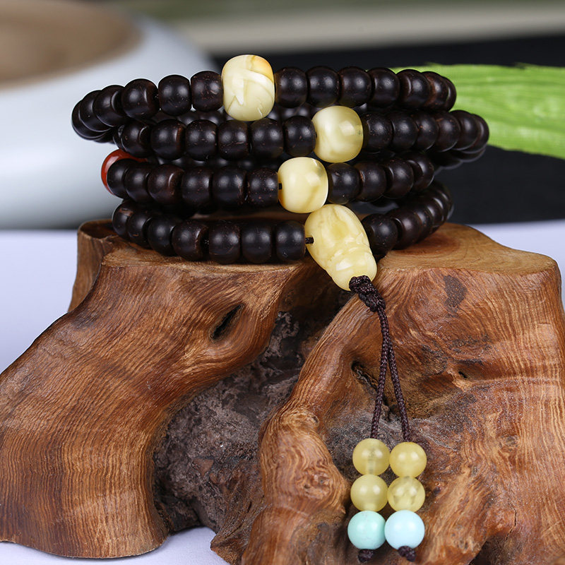 天然奶嘴一体三通佛头鸡油黄白蜜蜡 沃莹饰品其他DIY饰品配件