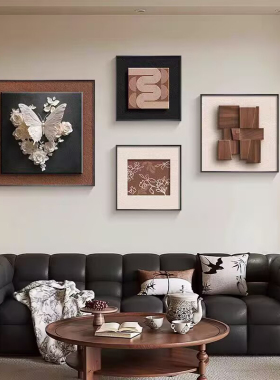黑白极简客厅装饰画新款沙发背景墙挂画高级感抽象餐厅组合墙壁画