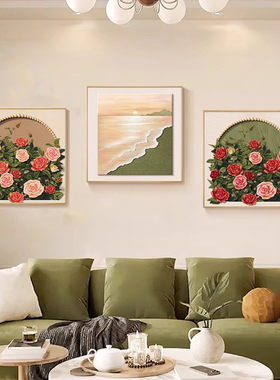 法式奶油风玫瑰花卉装饰画客厅卧室挂画床头桌柜摆画沙发背景壁画