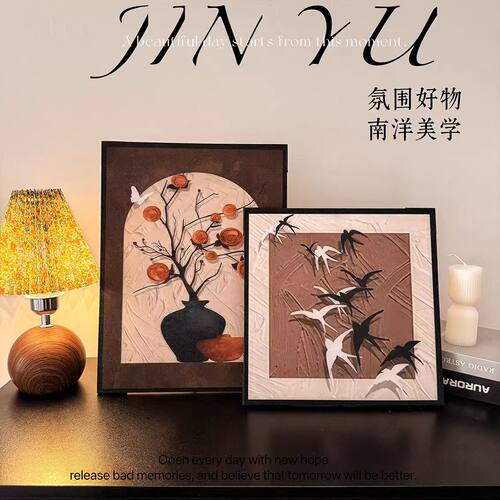ins现代客厅卧室墙挂画装饰画抽象线条桌面玄关电视斗柜摆件壁画 - 图2