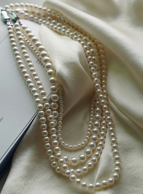 耳边铛施家水晶珍珠元宝扣项链