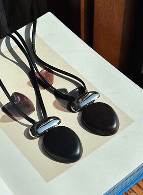 复古皮质木质金属毛衣链项链