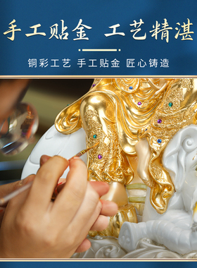 纯黄铜家用装饰品供奉普贤菩萨文殊菩萨佛像虔诚拜佛护佑阖家安康