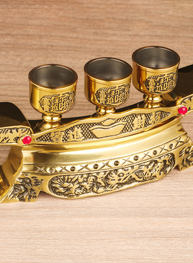 纯铜招财进宝底座供杯