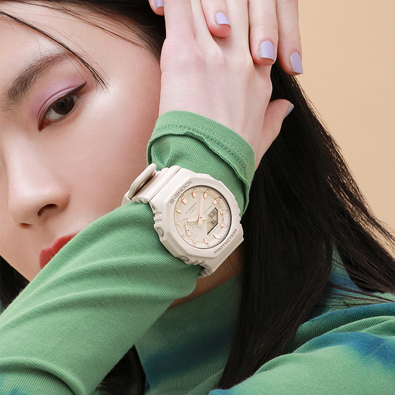 卡西欧女款gshock玫瑰金运动电子表 casio创元日韩腕表