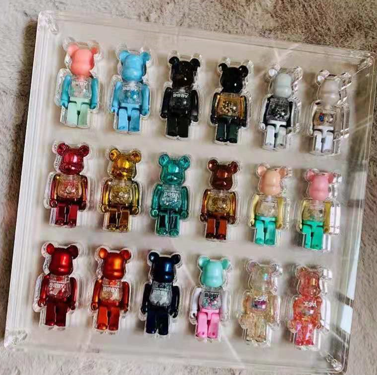 Bearbrick100%透明展示盒展示板收纳盒积木熊防尘盒桌面B熊保护盒 - 图1