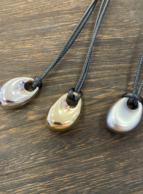 金属吊坠光泽项链轻奢简约百搭韩式黑绳长款小众设计高级感毛衣链