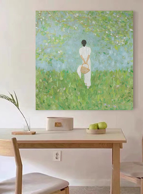 HW.paint手绘油画《白月光》玄关极简风挂画客厅背景墙手工装饰画