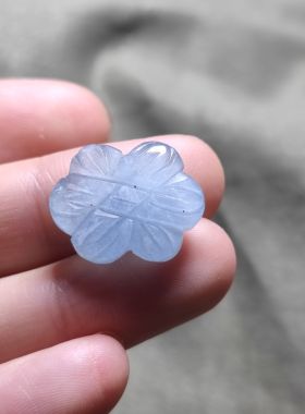 天然海蓝宝雕刻件貔貅如意钱袋莲蓬一物一图