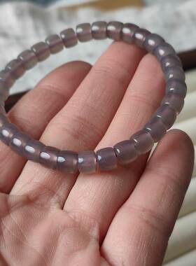 天然冰紫玛瑙直切桶珠手链单圈女款手串