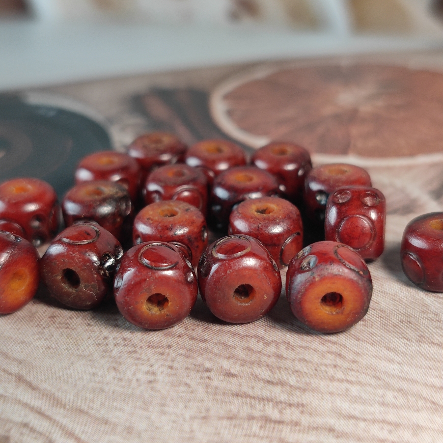 藏式手工雕刻咒点老料牦牛骨梅花隔片隔珠样式文玩diy配饰散珠 - 图2