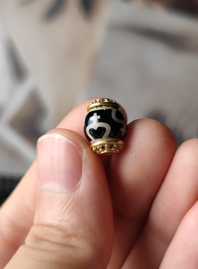 珠改系镶嵌黑白玛瑙虎牙一线药师天珠玛瑙隔珠DIY手串项链配件